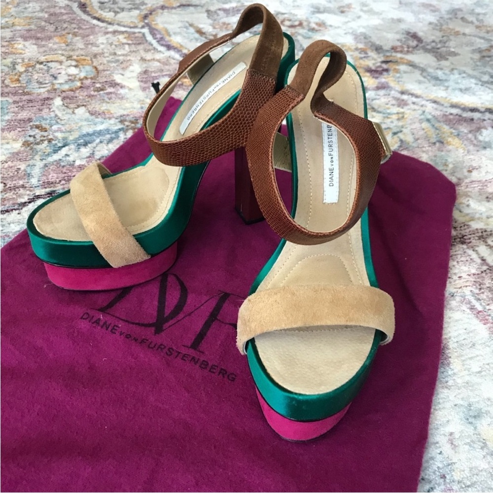 Diane Von Furstenberg Colorblock Platform Heels